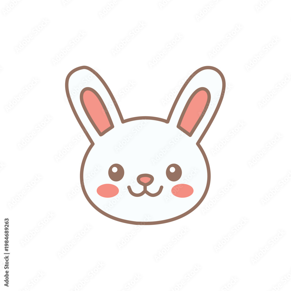 Obraz premium Cute Bunny Face Minimalist Vector Logo
