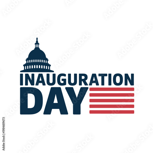 Inauguration day graphic featuring the us capitol building and patriotic colors