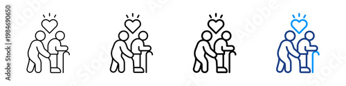 Social Assistance Icon Different Style Outline Collection Set.