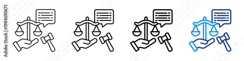 Legal Aid Icon Different Style Outline Collection Set.