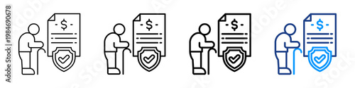 Retirement Policy Icon Different Style Outline Collection Set.