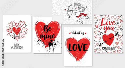Valentine's Day Cards Collection: Hearts, Love Messages, Cupid