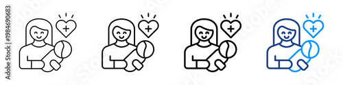 Maternal Care Icon Different Style Outline Collection Set.