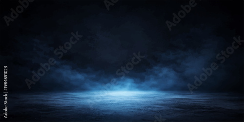 A dark stormy sky filled with heavy clouds creates an abstract texture of deep blue and black over the moonlit sea as nature reveals a powerful weather backdrop