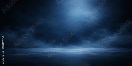 A dark and stormy sky filled with black clouds moves across the blue nature horizon in an abstract timelapse of rain and smoke textures against the night heaven