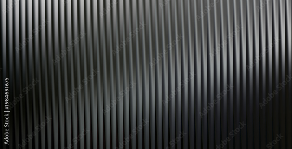 Obraz premium Abstract Dark Ribbed Glass Texture Background with Vertical Fluted Pattern and Elegant Linear Light Reflections
