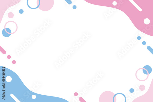 幾何学　メンフィス　フレーム　ポップ　ピンク　水色