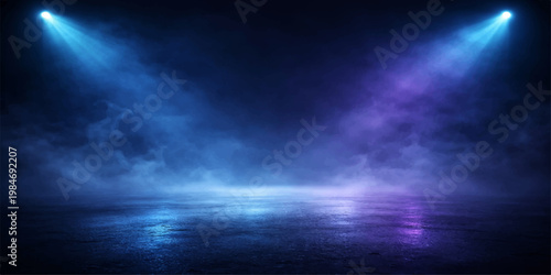 A dramatic blue cloudscape transitions from sun-drenched rays of light to a dark stormy atmosphere featuring white clouds and a celestial heaven of stars