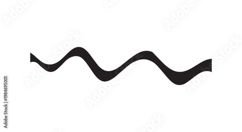 Abstract black wavy line vector illustration isolated on white background creating dynamic movement and fluid flow shape.