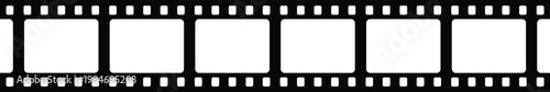 Black film strip vector illustration with empty frames for photo gallery cinema movie production and photographic negative border design design