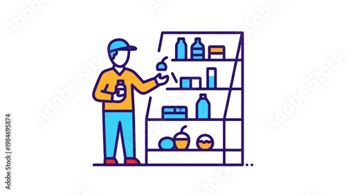 Merchandiser arranging products on store shelves