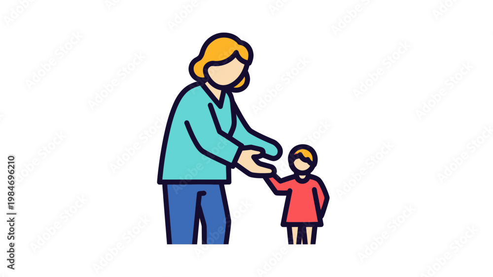 Fototapeta premium Parent Holding Child's Hand With Care