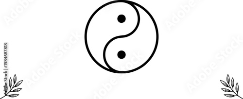Yin yang icon black and white vector illustration line icon vector pictogram – Black and White Vector Illustration