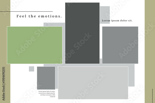 A serene mood board with natural elements and calming emotions