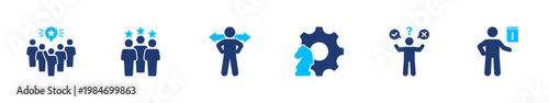Leadership icon set. management, team, strategy, direction, authority. solid style icon collection.