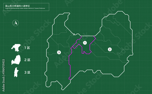 富山県の衆議院小選挙区区割り地図
