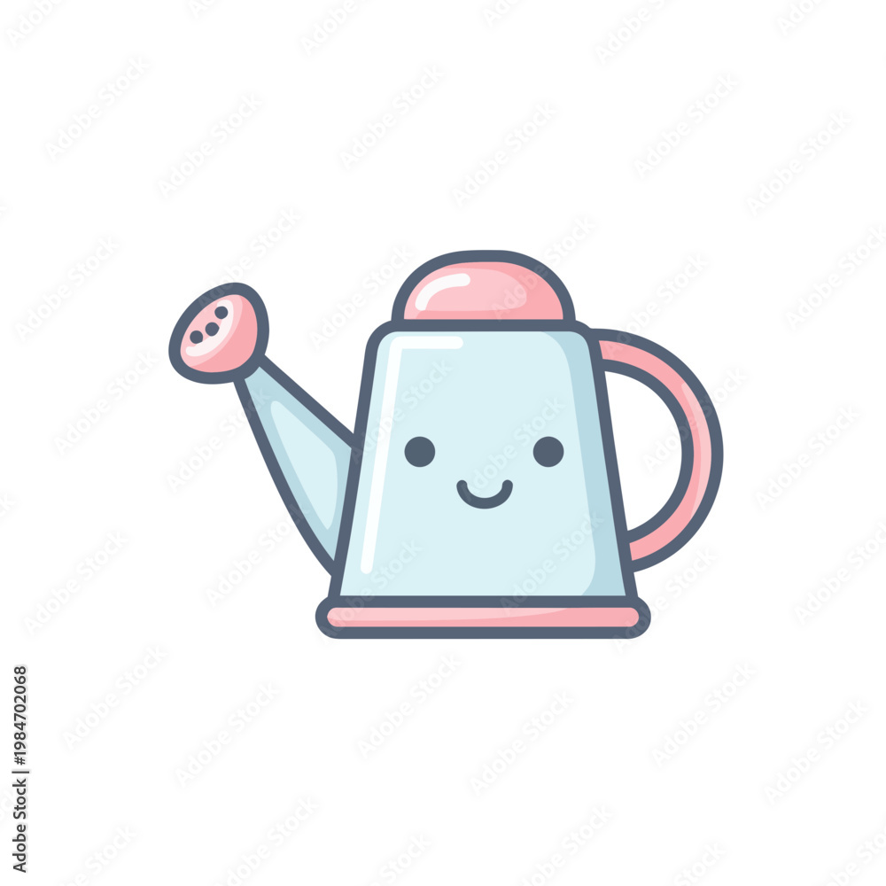 Obraz premium Cute kawaii watering can with smiling face isolated