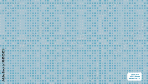 Blue Halftone Square Dot Pattern Abstract Background with Copy Space