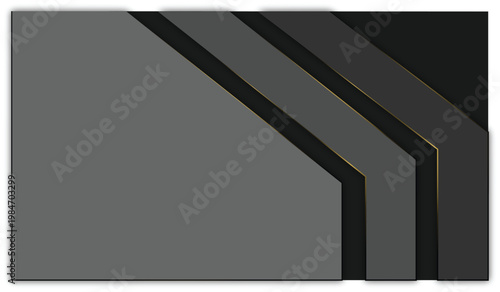 Black and Gold Diagonal Geometric Abstract Background with 3D Shadow