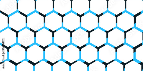 White 3d hexagonal technology vector abstract background. Blue bright energy flashes under hexagon in modern technology futuristic background vector illustration. White honeycomb texture grid.