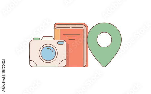 A visual representation of photography, travel and book.