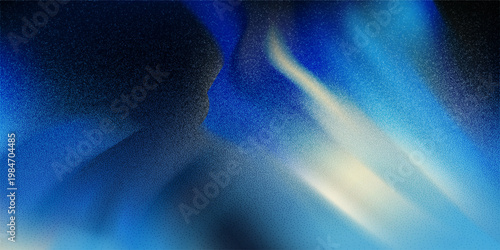 Abstract Futuristic Grainy Gradient Background with Blue Neon Wave and Vibrant Holographic Texture