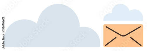 Cloud storage, email services, data backup, digital communication, online messaging, digital security. Simple ion of a cloud and an envelope. Cloud storage and email services concept