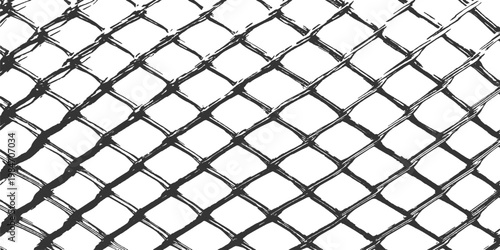 The texture of the metal mesh on a white background. A seamless security fence texture with a metal wire grid pattern. 