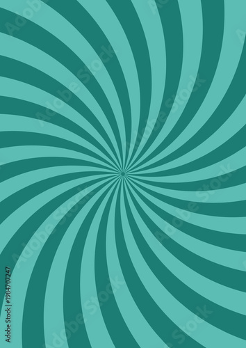 Teal green swirl spiral radial burst background