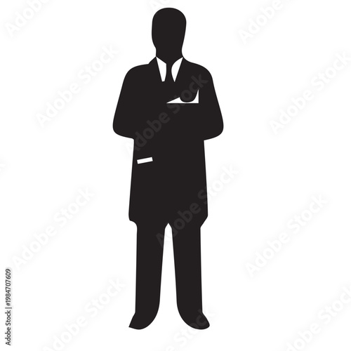 A professional businessman silhouette isolated on a clean white background