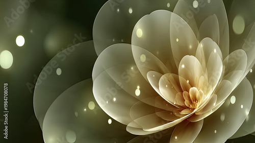 Abstract floral design with soft light and glowing accents creating a serene atmosphere.