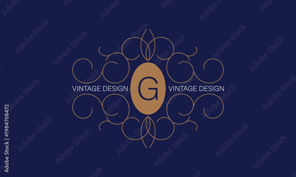 Εκτύπωση καμβά Vintage frame with letter G in the center