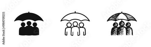 Group Protection and Insurance Icon Set