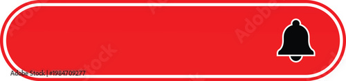 red notification bell icon with white outline on rounded rectangle button vector illustration