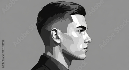 Young Man Side Profile Portrait With Undercut.
