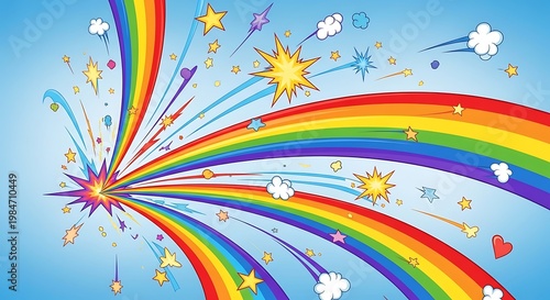 Vibrant Rainbow Colors Explosion Background.