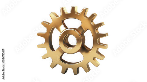 A golden gear on a transparent background, symbolizing mechanical engineering and industrial design