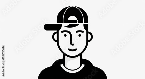 Young man wearing backward baseball cap casual portrait.