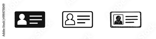 Identification card and employee badge icon set, personal profile for security access
