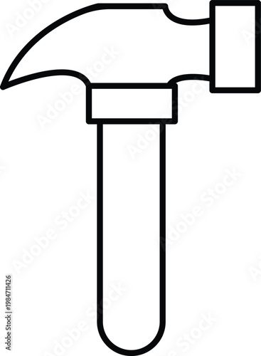Art & Illustration, Minimalist contour drawing of a hammer. Ideal for construction businesses, home repair services, DIY, and settings menus.