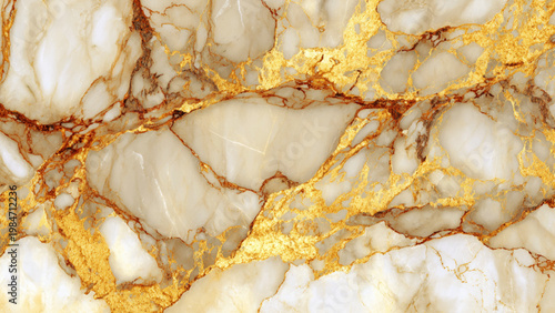 White marble texture with gold veins and brown accents pattern background