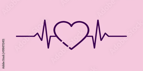 A heartbeat pulse line heart symbol design for medical cardiology health care ekg ecg monitor graph and life hospital healthcare illustration vector icon