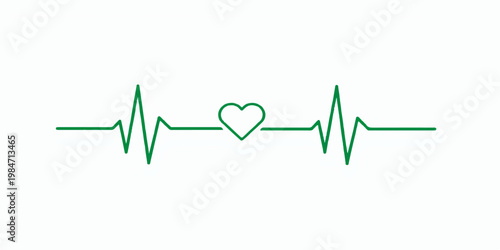 A medical vector illustration of a green heartbeat cardiogram wave forming a heart shape on a blue electrocardiogram monitor display to track healthy life pulse