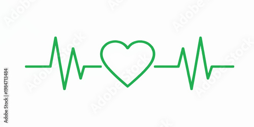 Heart beat cardiogram with medical pulse line and heartbeat symbol representing health, love, and healthcare monitor in a vector illustration for cardiology life care