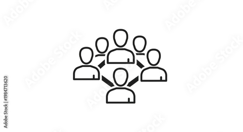 Group of people connected in a network diagram.