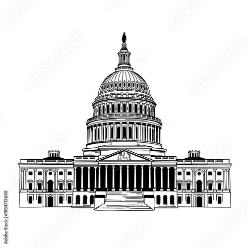 US Capitol Building Washington DC illustration.