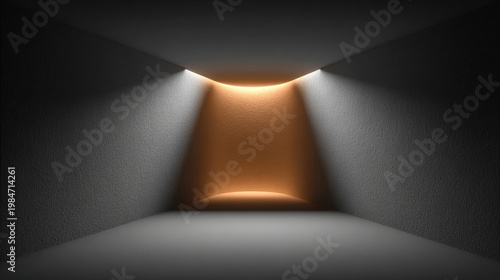 Abstract interior space with light and shadow play modern design.