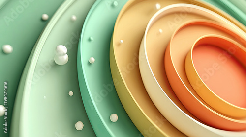 Abstract pastel concentric circles with soft shadows and highlights.