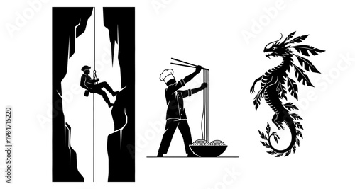 Rock climber descending a cliff face with rope during an outdoor adventure sport