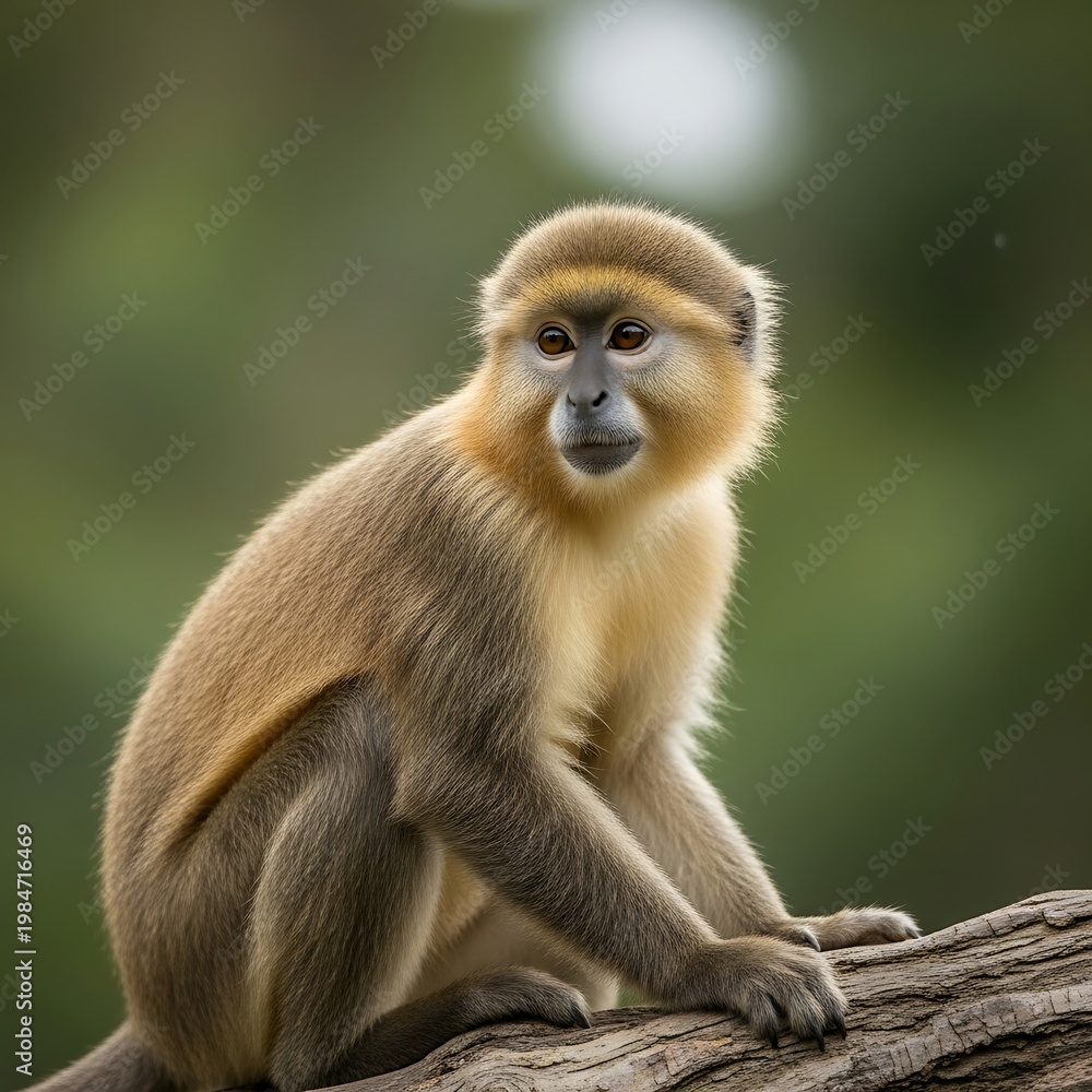 Fototapeta premium Golden Monkey Portrait - A Captivating Glimpse into Primate Life.
